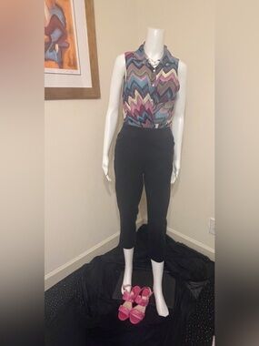 Croft & Barrow The Effortless Stretch Pant 8P Short Black Pull On Crop Petite